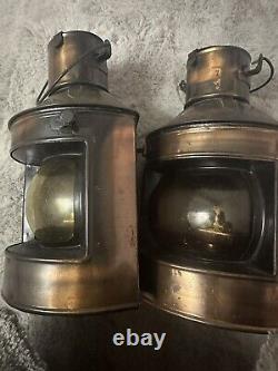 Vintage Rare Ship/Train Lantern Set Copper PMP Starboard And Port