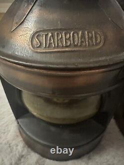 Vintage Rare Ship/Train Lantern Set Copper PMP Starboard And Port