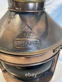 Vintage Rare Ship/Train Lantern Set Copper PMP Starboard And Port