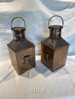 Vintage Rare Ship/Train Lantern Set Copper PMP Starboard And Port