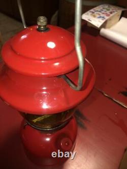Vintage Red Coleman 200A Lantern Yellow Glass & Yellow Case 7/1967 Very Nice