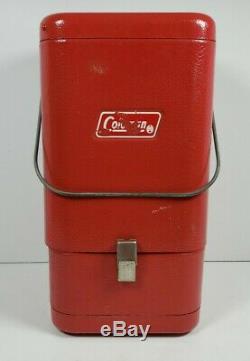 Vintage Red Coleman Lantern 1/58 Model 200A withAmber Glass & Steel Clamshell Case