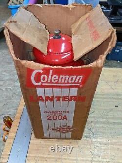 Vintage Red Coleman Lantern 200A Dated 1/59 With Box Untested