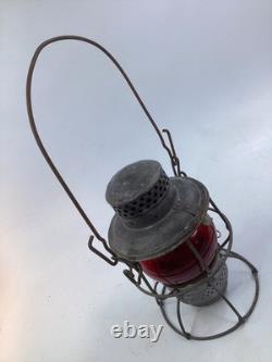 Vintage Red Glass ADLAKE Kero Railroad Lantern PRR Pennsylvania antique (G5)
