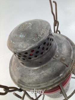 Vintage Red Glass ADLAKE Kero Railroad Lantern PRR Pennsylvania antique (G5)