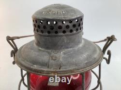 Vintage Red Glass ADLAKE Kero Railroad Lantern PRR Pennsylvania antique (G5)