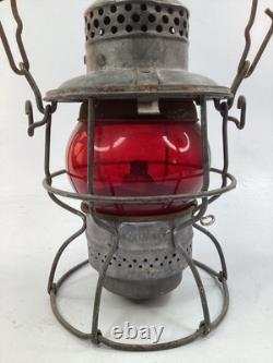 Vintage Red Glass ADLAKE Kero Railroad Lantern PRR Pennsylvania antique (G5)