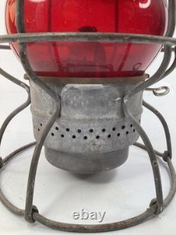 Vintage Red Glass ADLAKE Kero Railroad Lantern PRR Pennsylvania antique (G5)