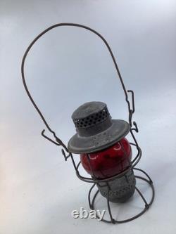 Vintage Red Glass ADLAKE Kero Railroad Lantern PRR Pennsylvania antique (G5)
