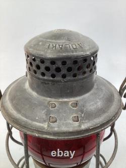 Vintage Red Glass ADLAKE Kero Railroad Lantern PRR Pennsylvania antique (G5)