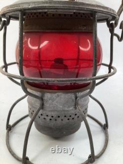 Vintage Red Glass ADLAKE Kero Railroad Lantern PRR Pennsylvania antique (G5)