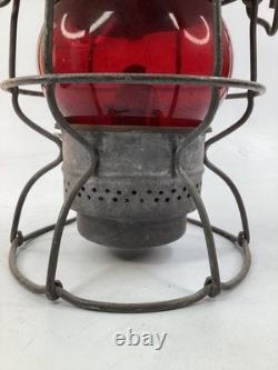 Vintage Red Glass ADLAKE Kero Railroad Lantern PRR Pennsylvania antique (G5)