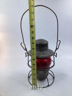 Vintage Red Glass ADLAKE Kero Railroad Lantern PRR Pennsylvania antique (G5)