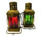 Vintage Red/Green Glass Ship Oil Lamp Marine Lantern Antique Beach Decor