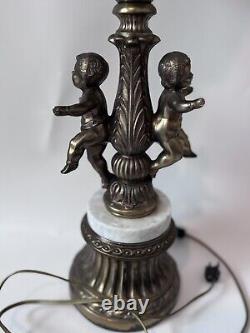 Vintage Red Lido Crinkle Glass Water Baby Antique Cherub Lamp. Rare Find