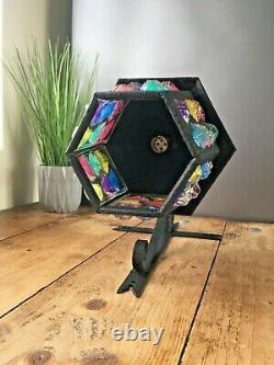 Vintage Retro Iron Wall Lantern Multicoloured Glass Light Lamp Peter Marsh Style