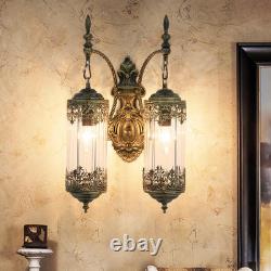 Vintage Rustic Glass Wall Sconce Antique Gothic Lantern Light Fixture