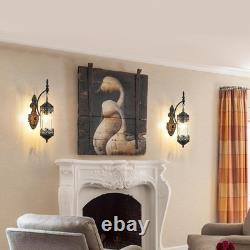 Vintage Rustic Glass Wall Sconce Antique Gothic Lantern Light Fixture