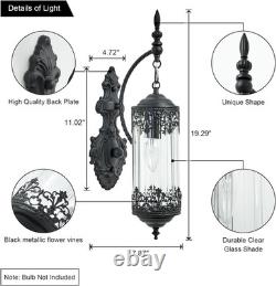 Vintage Rustic Glass Wall Sconce Antique Gothic Lantern Light Fixture