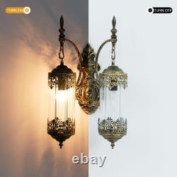 Vintage Rustic Glass Wall Sconce Antique Gothic Lantern Light Fixture