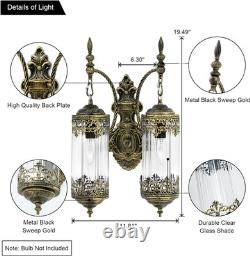 Vintage Rustic Glass Wall Sconce Antique Gothic Lantern Light Fixture