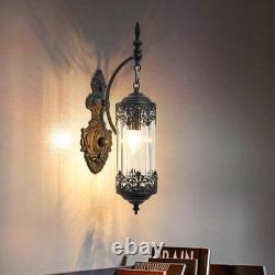 Vintage Rustic Glass Wall Sconce Antique Gothic Lantern Light Fixture
