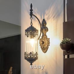 Vintage Rustic Glass Wall Sconce Antique Gothic Lantern Light Fixture