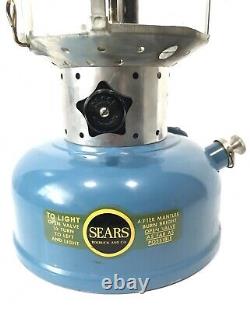 Vintage SEARS 1/66 Blue Lantern 476.74060 ORIG GLOBE w METAL CASE Coleman WORKS