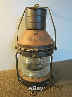 Vintage Salvaged Brass Large Anchor Lantern