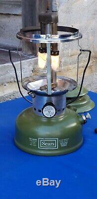 Vintage Sears Model 72325 Avocado Double Mantle Camping Lantern 2/74