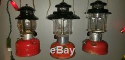 Vintage Sears Red lantern set single mantle big hat n small hat coleman