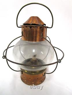 Vintage Sherwood Onion Brass Nautical Ship Lantern Marine Glass Globe Oil Lamp