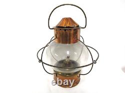 Vintage Sherwood Onion Brass Nautical Ship Lantern Marine Glass Globe Oil Lamp