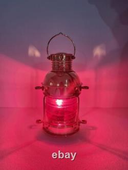 Vintage Shiny Brass Electric Red/Green Lamp Maritime Ship Lantern Set of 2