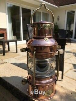 Vintage Ships Light. Anchor Light. Davey & Co London. Marine lantern copper lamp