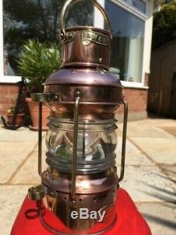 Vintage Ships Light. Anchor Light. Davey & Co London. Marine lantern copper lamp