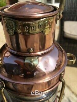 Vintage Ships Light. Anchor Light. Davey & Co London. Marine lantern copper lamp