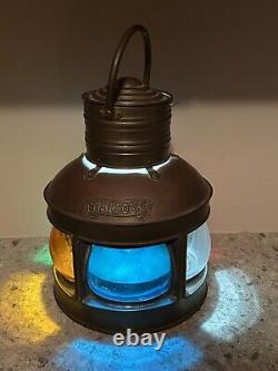 Vintage Ships Light Port & Starboard Oil Kerosene Rare 5 Lens Marine Lantern