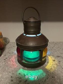 Vintage Ships Light Port & Starboard Oil Kerosene Rare 5 Lens Marine Lantern