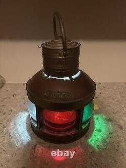 Vintage Ships Light Port & Starboard Oil Kerosene Rare 5 Lens Marine Lantern
