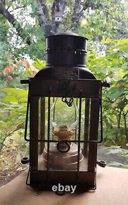 Vintage Solid Brass Cargo Light No. 3954 Great Britain 1939 Oil Lamp Lantern