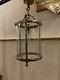 Vintage Solid Brass & Shaped Glass Hall Lantern Light