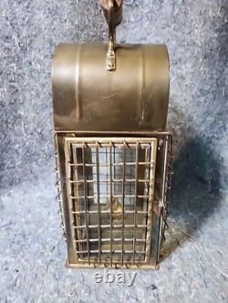 Vintage Solid Caged Nautical Brass/Glass Oil Ship Lantern WEDGE