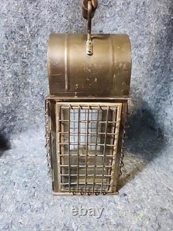 Vintage Solid Caged Nautical Brass/Glass Oil Ship Lantern WEDGE
