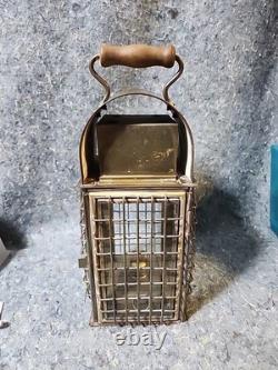 Vintage Solid Caged Nautical Brass/Glass Oil Ship Lantern WEDGE