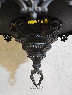 Vintage Spanish Revival Gothic Hanging Pendant Style Light Fixture Panel Lantern