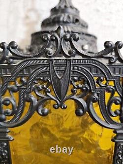 Vintage Spanish Revival Gothic Hanging Pendant Style Light Fixture Panel Lantern