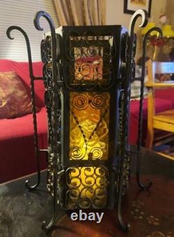 Vintage Spanish Revival/Gothic Wrought Iron Lantern Early To Mid 20th Century