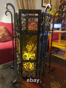 Vintage Spanish Revival/Gothic Wrought Iron Lantern Early To Mid 20th Century