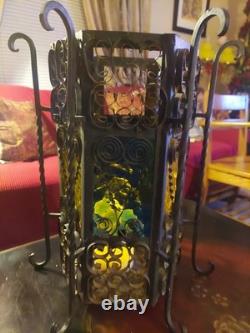 Vintage Spanish Revival/Gothic Wrought Iron Lantern Early To Mid 20th Century